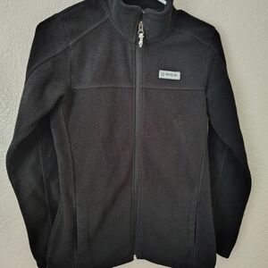 Woolrich Black Fleece Jacket with Logo Patch